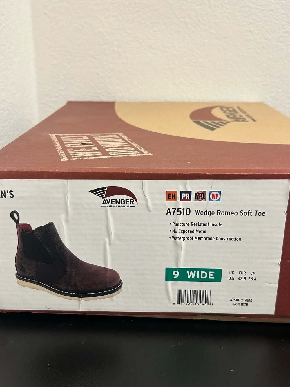 Avenger Work Boots A7510 Wedge Romeo Soft Toe Brown Men’s 9W